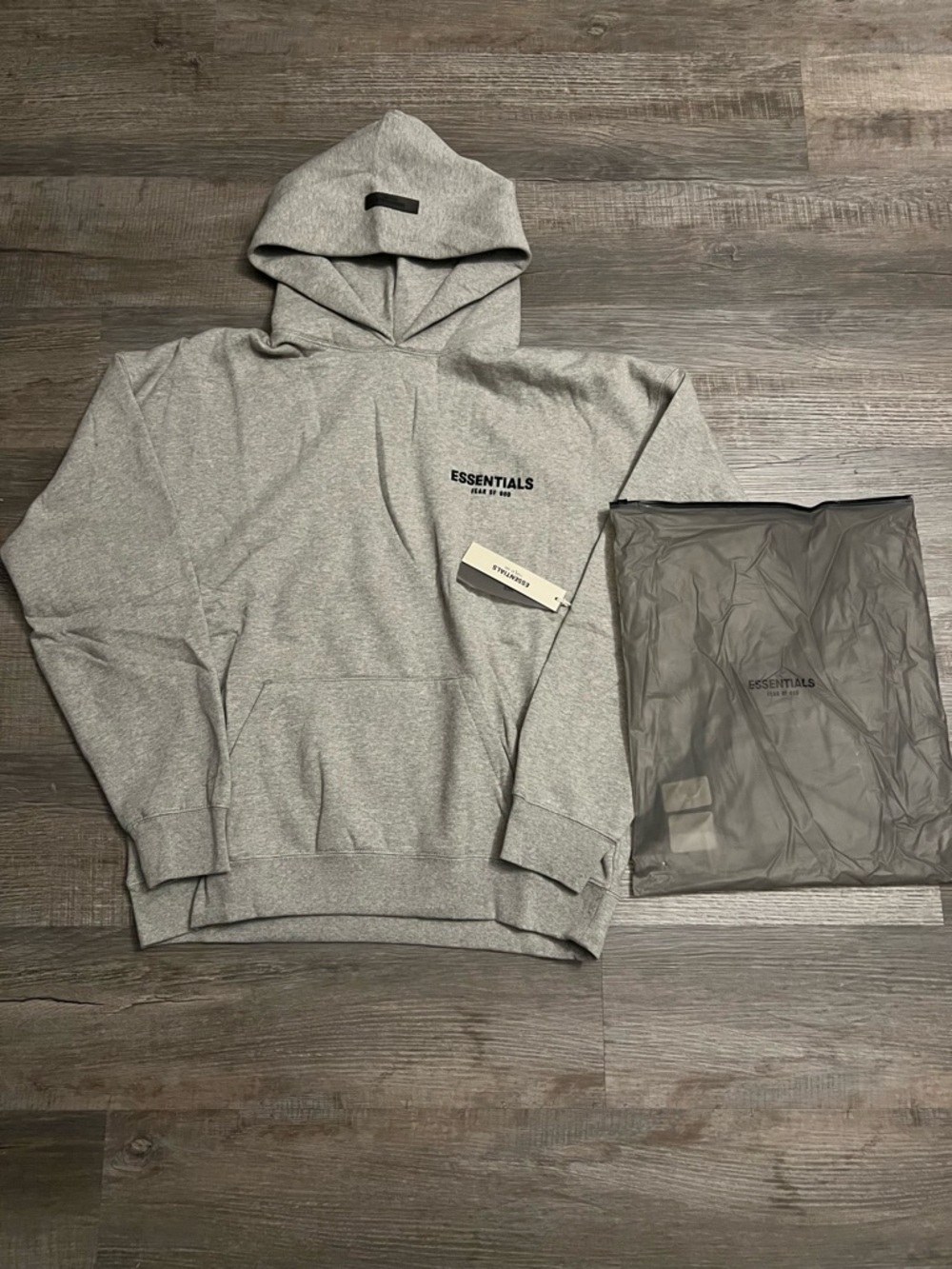 1:1 ESSENTIALS Men's Light Grey Logo Pullover Hoodie